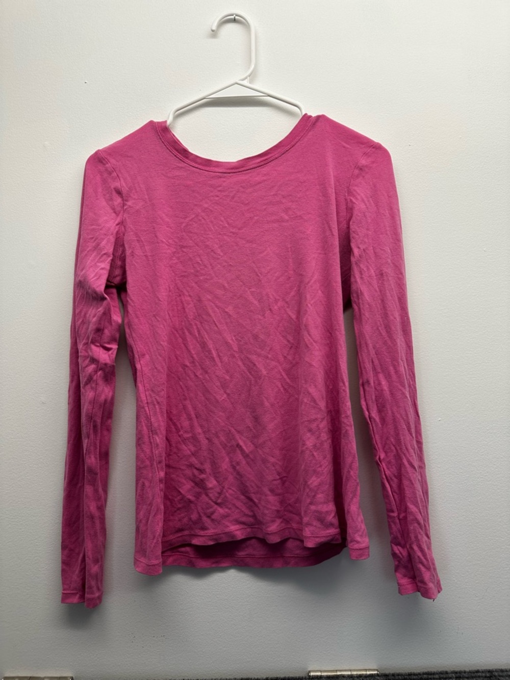 Women’s Pink Old Navy Long Sleeve Fitted Crew Neck Cotton T Shirt Size Small